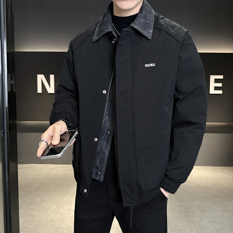 店主风2025冬季假两件羽绒服男翻领短款标绒外套T522--P210,男装羽绒服,电商D238