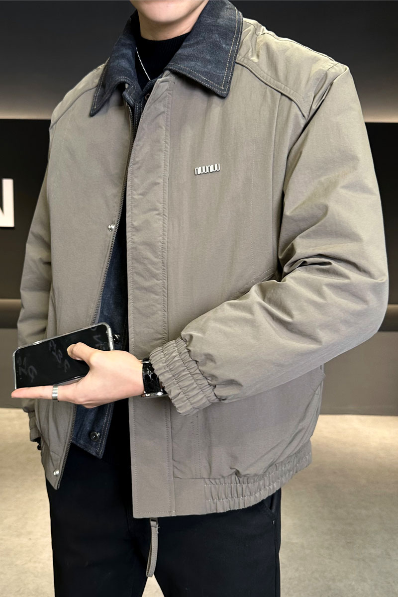 店主风2025冬季假两件羽绒服男翻领短款标绒外套T522--P210,男装羽绒服,电商D238