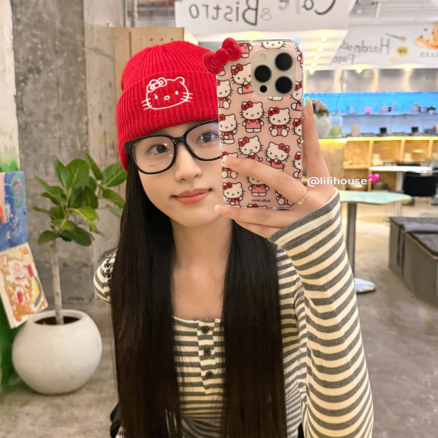 立体蝴蝶结满屏猫咪苹果手机壳女