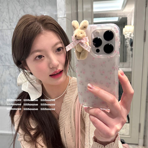lilihouse秋冬ins少女清新温柔碎花立体玩偶15适用17pro苹果17ProMax手机壳iPhone16全包17新款14Pro保护套韩