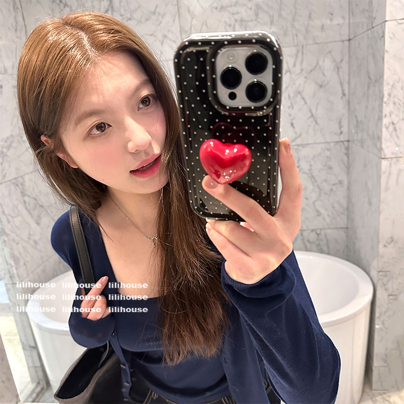 小众简约波点立体爱心苹果手机壳