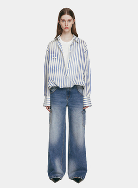 SERY两件套短衬衣蓝白格纹短款sery studios设计师款