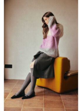 SERY 灰色不规则羊毛橡筋腰半裙保暖冬日长半裙sery设计师款