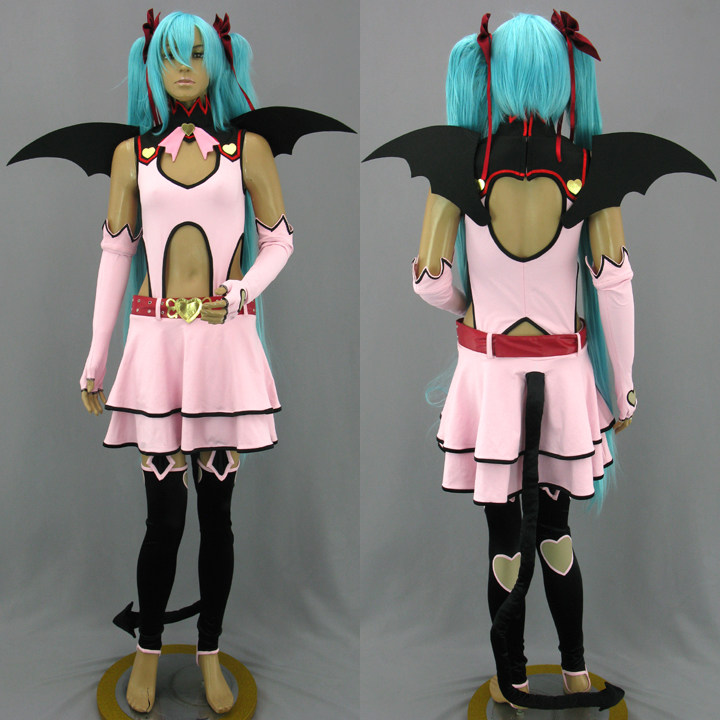 cos服-Vocaloid-初音歌姬计划MIKU 小恶魔 粉红弹力装 精装版