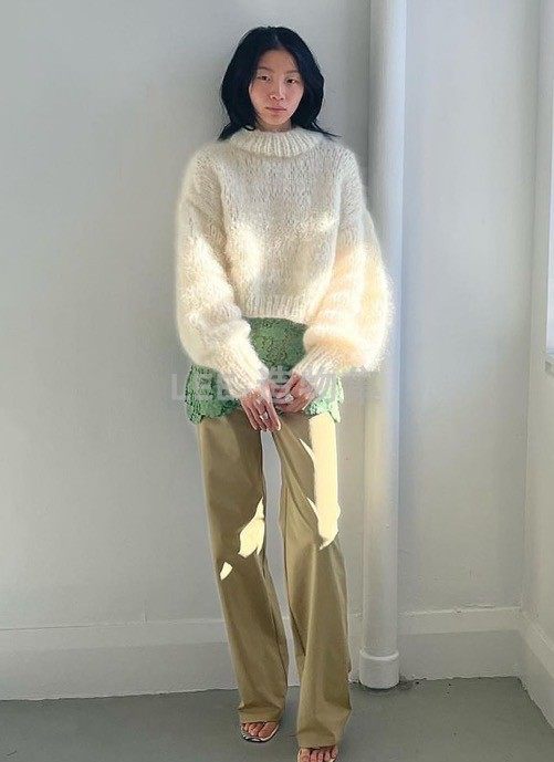 【LEE造物集】古着手工毛衣 进口 马海毛手工毛衣 小高领中长款