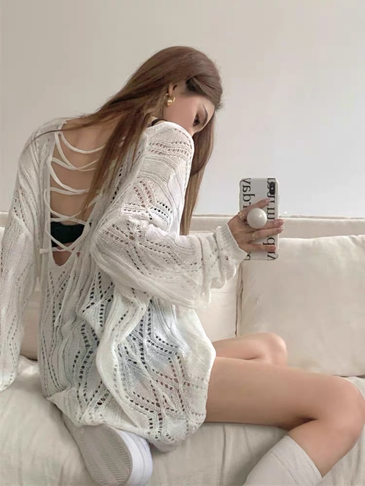 比基尼罩衫露背外套温泉游泳衣百搭针织镂空海边沙滩防晒衫外罩女
