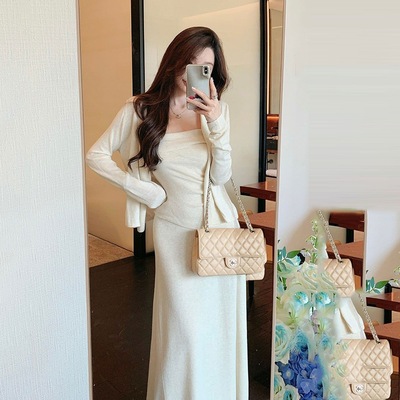 巨好看的早春漂亮韩系小套装清冷富家千金穿搭气质连衣裙子女秋季