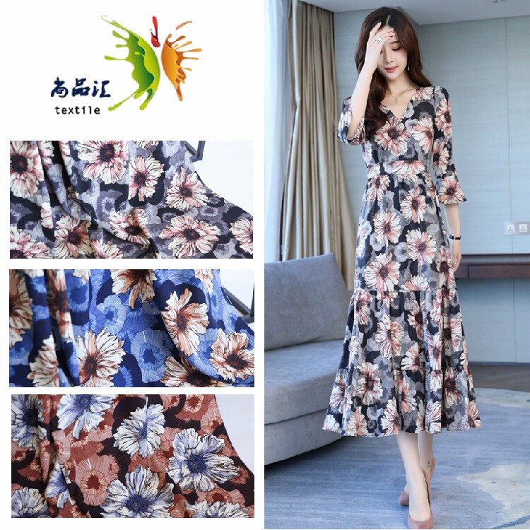 花朵田园风格加厚不透雪纺印花布料新品连衣裙衬衫服装面料