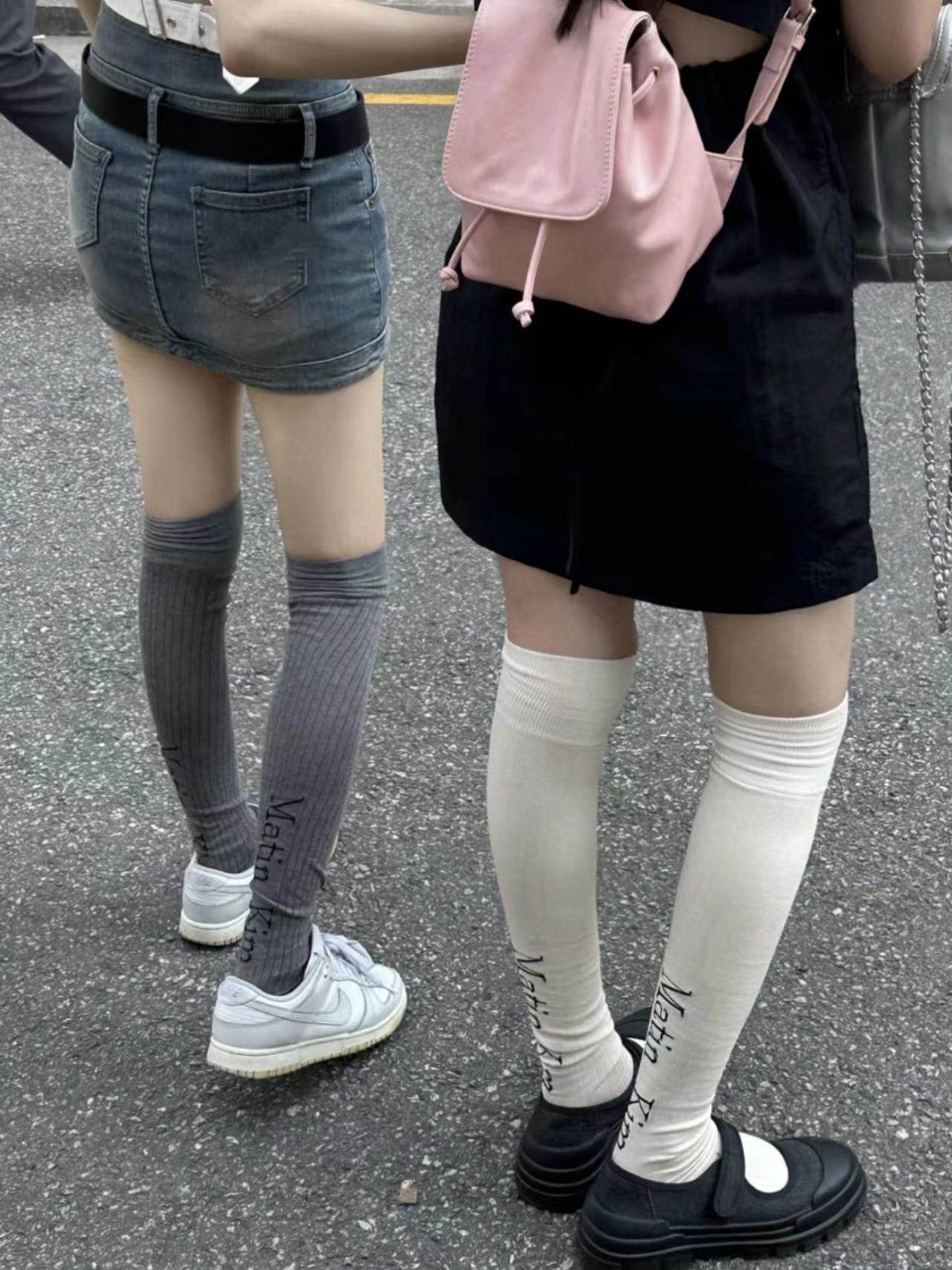 番薯欧尼自制四季百搭jk制服少女小腿袜字母提花长筒袜过膝堆堆袜