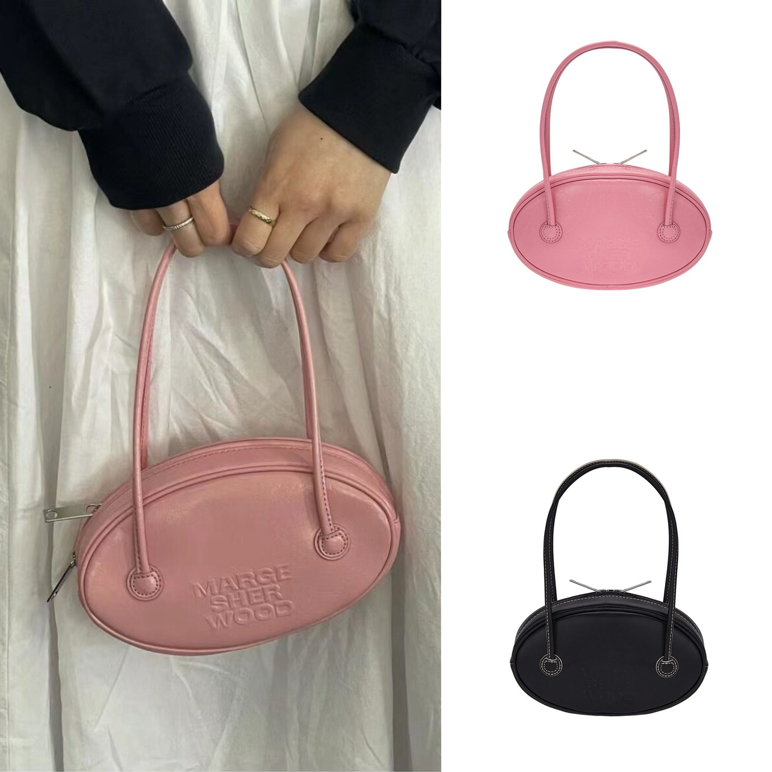 番薯欧尼自制字母压印迷你圆饼可爱小包女糖果色百搭手拎腋下包潮