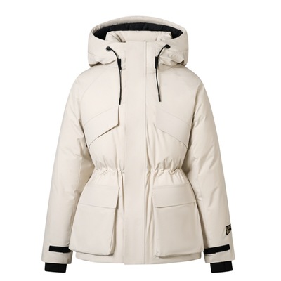 石狮市浪印户外冲锋衣收腰风衣鹅绒女外套黑金风壳服中长款羽绒服