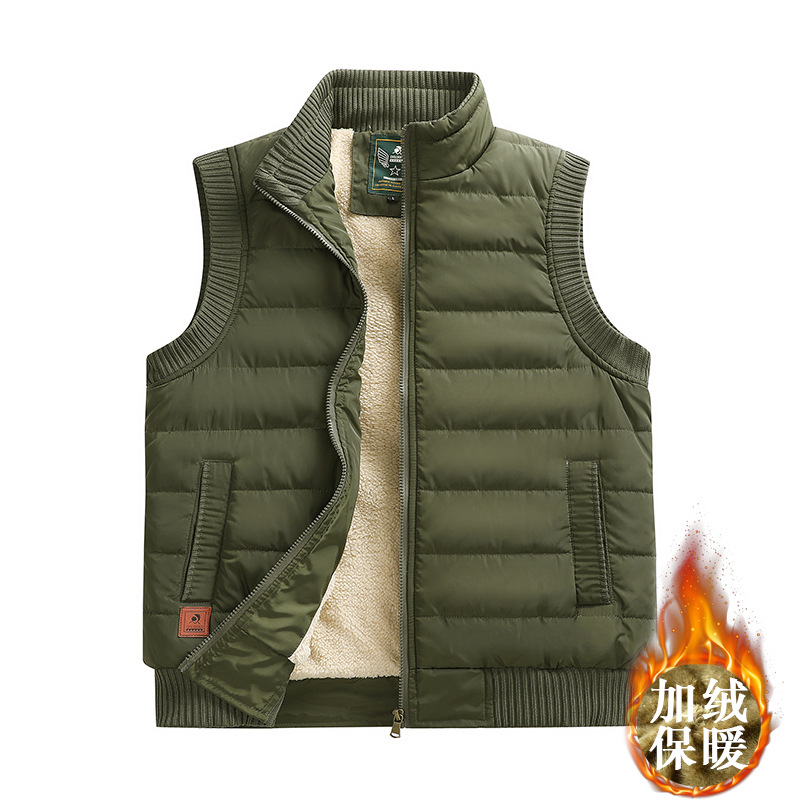石狮市浪印户外羔绒马甲男秋冬季加绒加厚外穿背心袖坎肩立领棉马