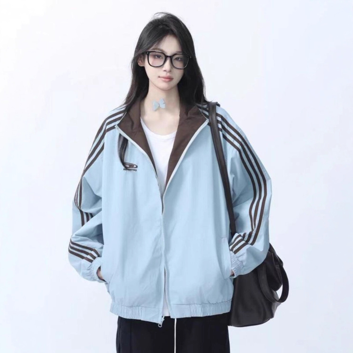 美式复古两面穿外套男女春秋韩版宽松学生情侣运动夹克上衣外套潮