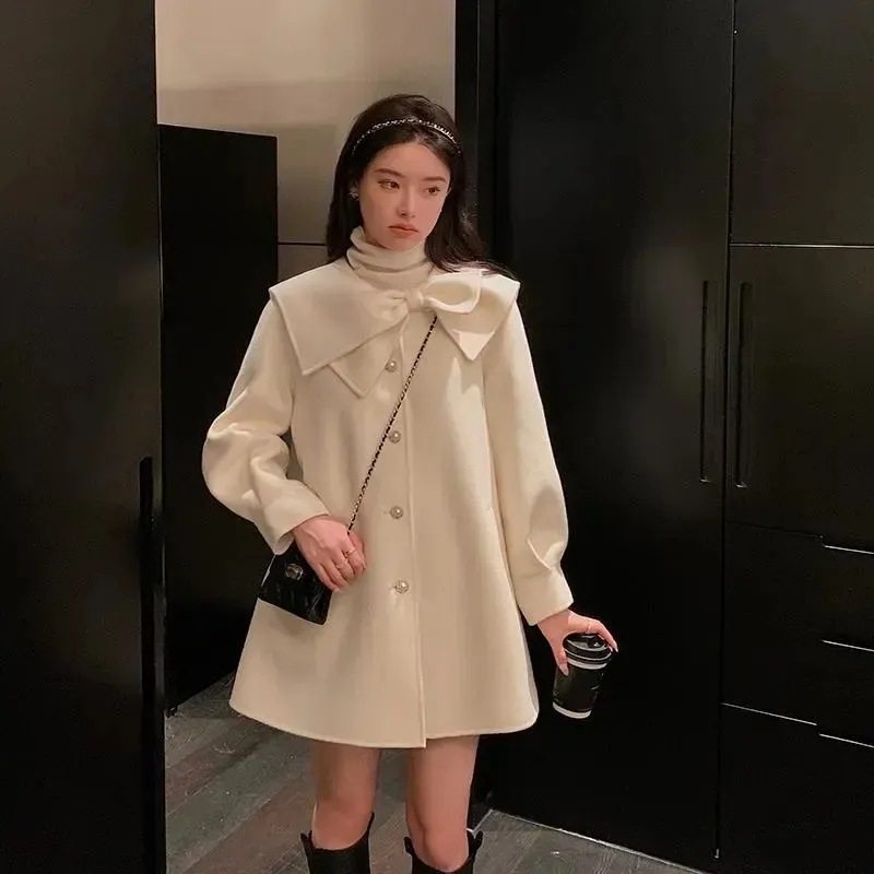 毛呢外套女装早春新款设计感宽松毛呢外套