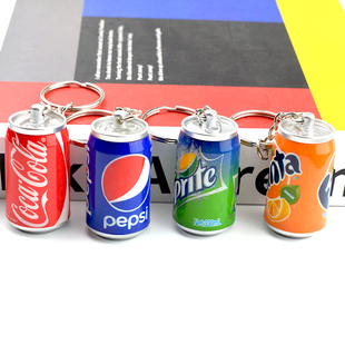 可爱迷你可乐雪碧易拉罐仿真饮料钥匙扣咖啡啤酒瓶子包挂件小礼品