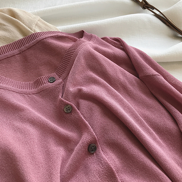 kle bi入款 慵懒感宽松轻薄冰丝麻针织开衫外套防晒衣空调服女