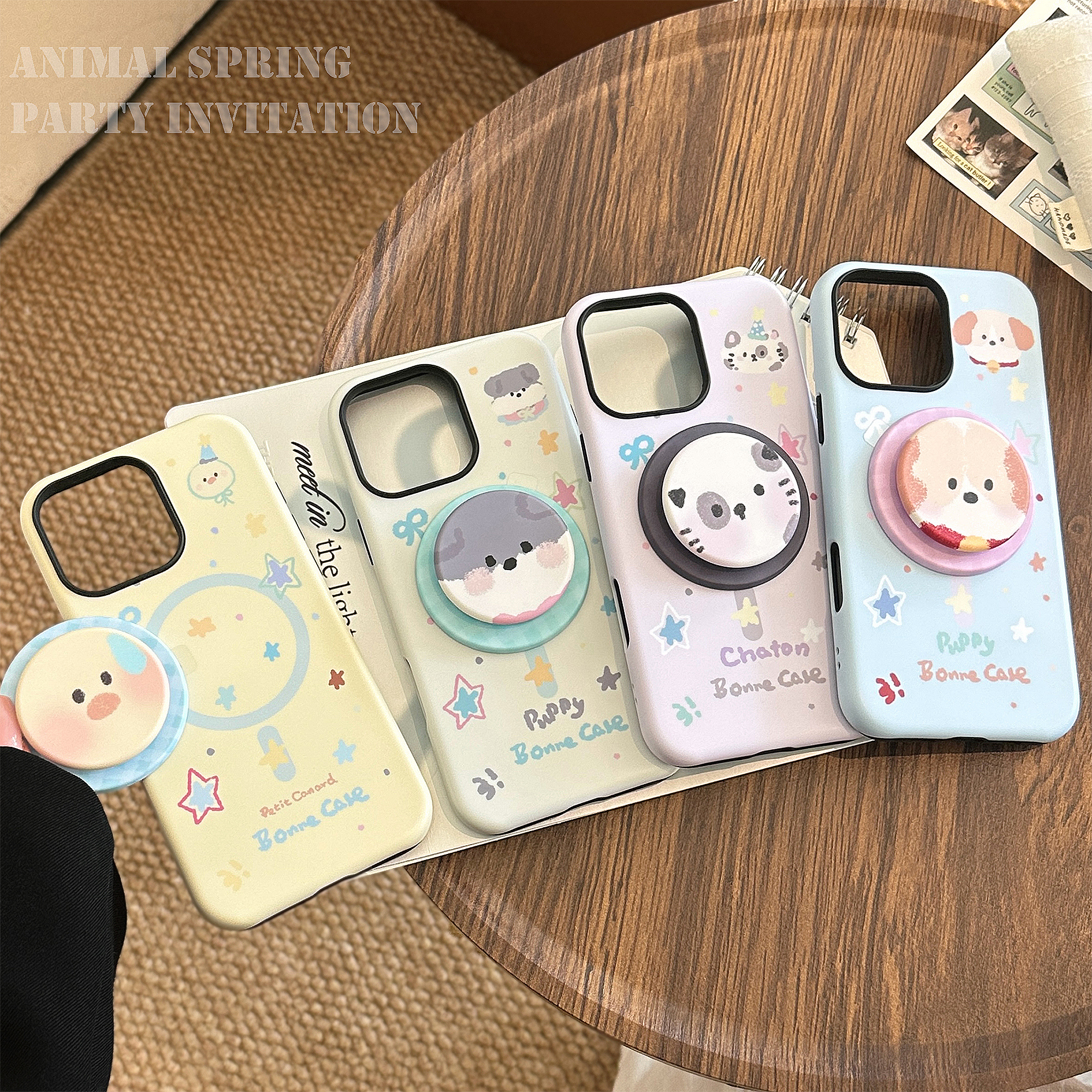 适用苹果16promax手机壳新款iphone15磁吸支架14pro可爱卡通13女款15p网红爆款16超火max全包防摔保护套外壳