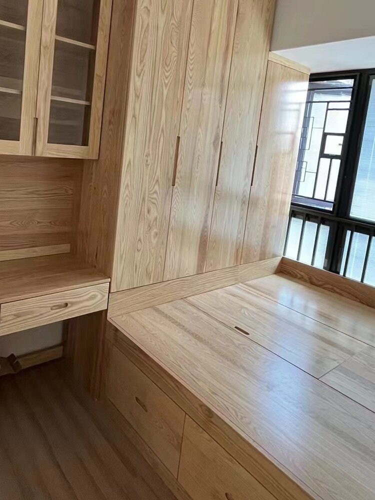 新品全屋定制家具白蜡松木整体衣柜榻榻米衣柜间原木家具定做工厂