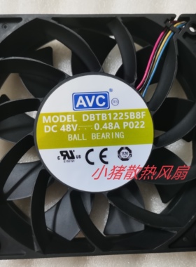 原装AVC 12025 DBTB1225B8F 48V 0.48A 12厘米 4线大风量散热风扇