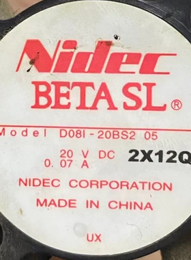 NIDEC D08I-20BS2 20V 0.07A 8025 8CM厘米2线散热风扇