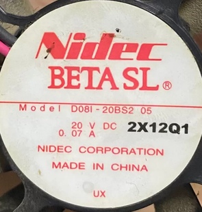 D08I 8025 20BS2 0.07A 8CM厘米2线散热风扇 20V NIDEC