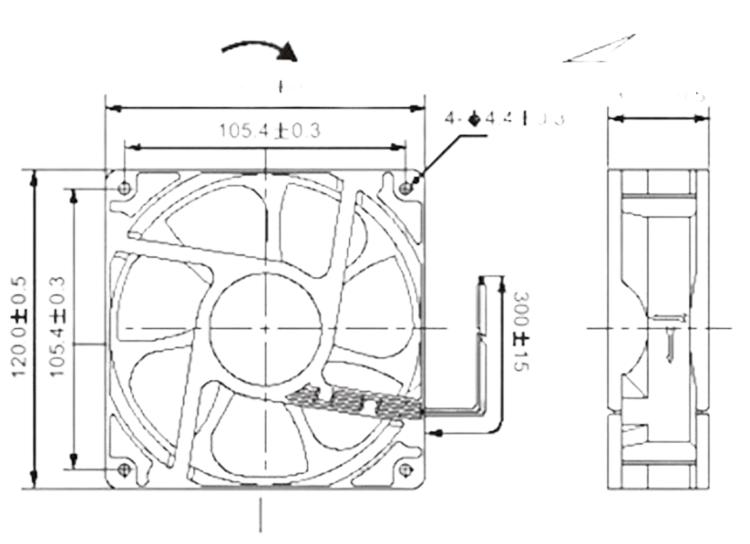 JRD12038H12BL双滚珠轴承/两线制120*120*38MM DC12V散热风扇