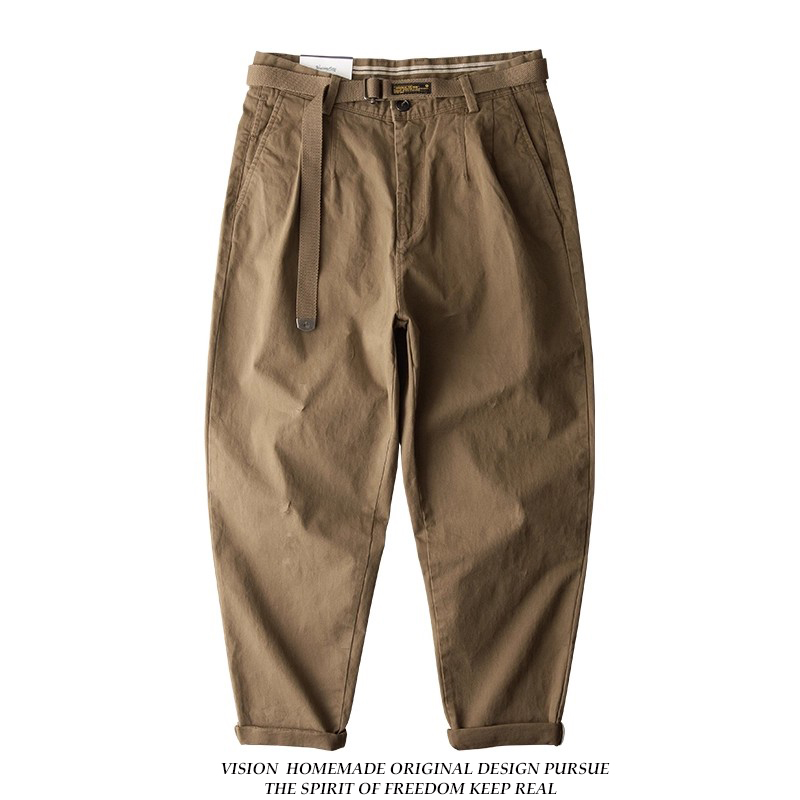 日系潮牌百搭工装裤直筒宽松ins哈伦裤九分裤余文乐大码休闲裤男