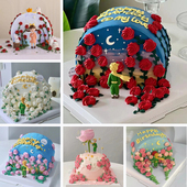 蛋糕模型仿真网红热卖 流行玫瑰小王子生日橱窗塑胶蛋糕样品道具