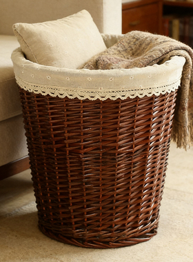 火锅店衣服收纳筐藤编脏衣篮有盖衣物收纳篮脏衣篓编织洗衣篮玩具