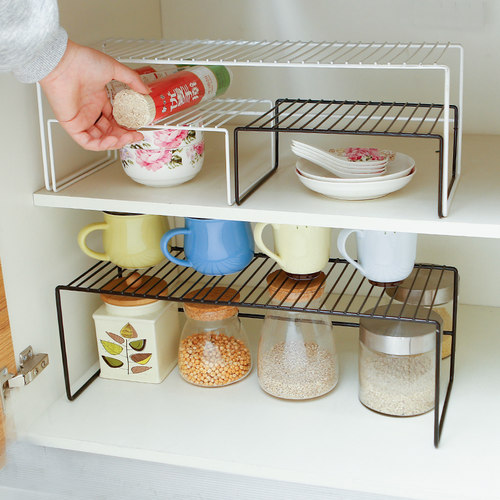 厨房调料橱柜内分层伸缩置物架子