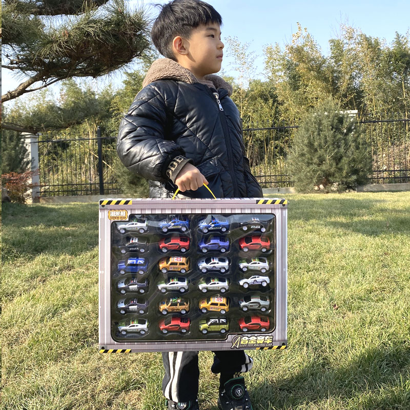 耐摔合金回力小汽车迷你铁皮赛车桶装玩具车惯性小汽车玩具男孩