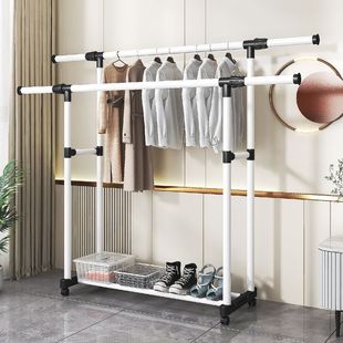 塑料结合组装伸缩简易合落地式衣帽架晾衣架子可移动加轮衣架衣物