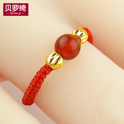 贝罗绮 Golden one bead bracelet, onyx ring, birthday charm, red rope bracelet