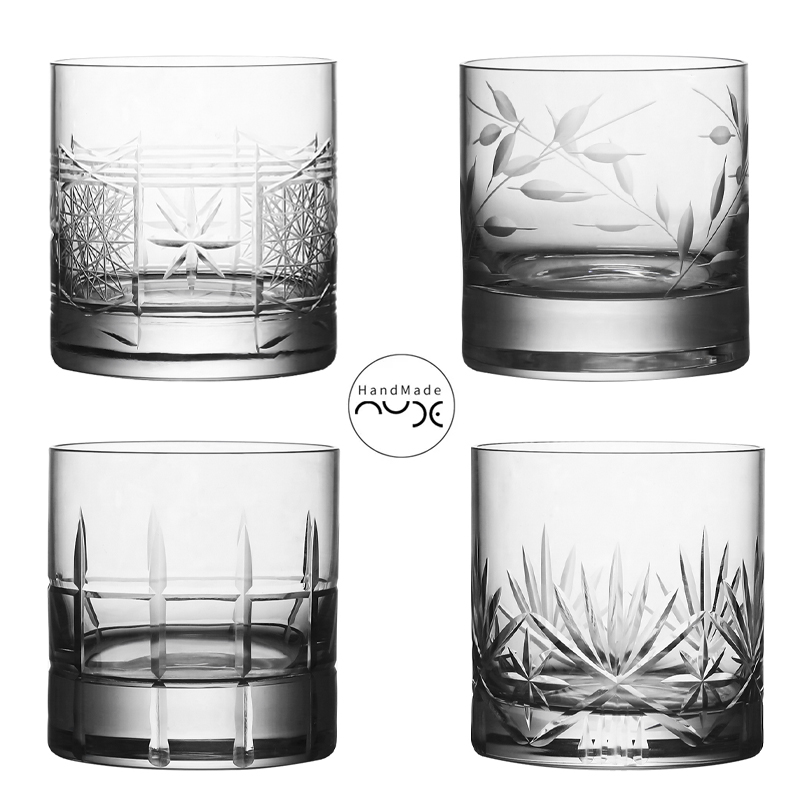 Nude水晶玻璃威士忌杯手工刻花