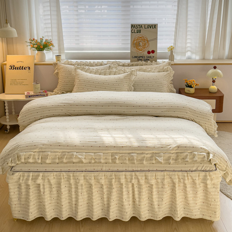 爆款花边床裙四件套床罩三件套单人加厚防滑床群双人套件床上用品