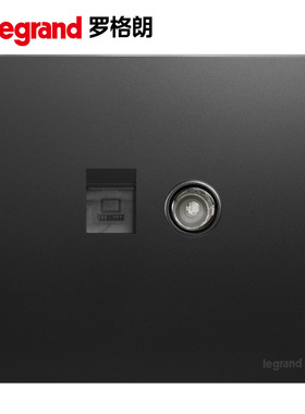 TCL罗格朗未莱子夜黑开关电脑网络网线插座+有线电视闭路插座黑色