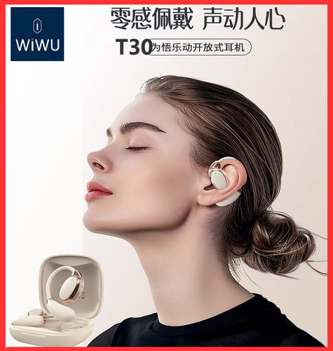 WiWU吉玛仕T30蓝牙耳机不入耳开放式挂耳小巧运动跑步音乐耳机