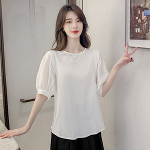 PS32122# 短袖女夏季韩版领结显瘦拼接时尚轻薄气质设计款圆领百搭 服装批发女装直播货源