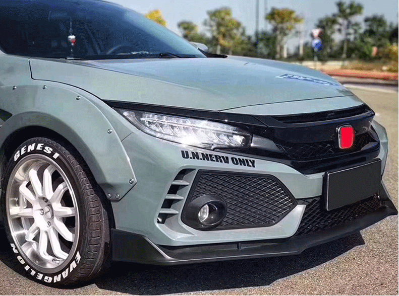 订做16-19款十代思域改装宽体大包围叶子板轮眉 17/18前后杠侧裙