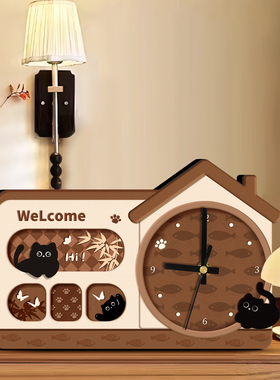 欢迎回家装饰猫咪相框摆件