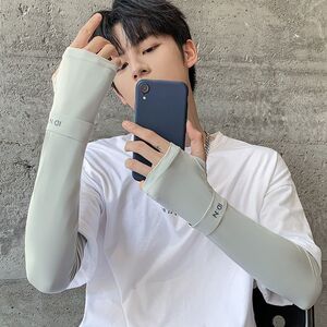 夏季冰爽袖套男士手套手臂套冰丝女防晒手袖凉护臂套袖子