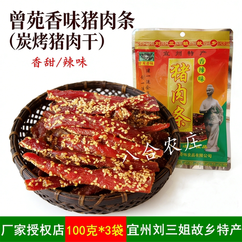 曾苑香味猪肉条300g宜州炭烤猪肉干香辣猪肉脯零食广西刘三姐特产 - 封面