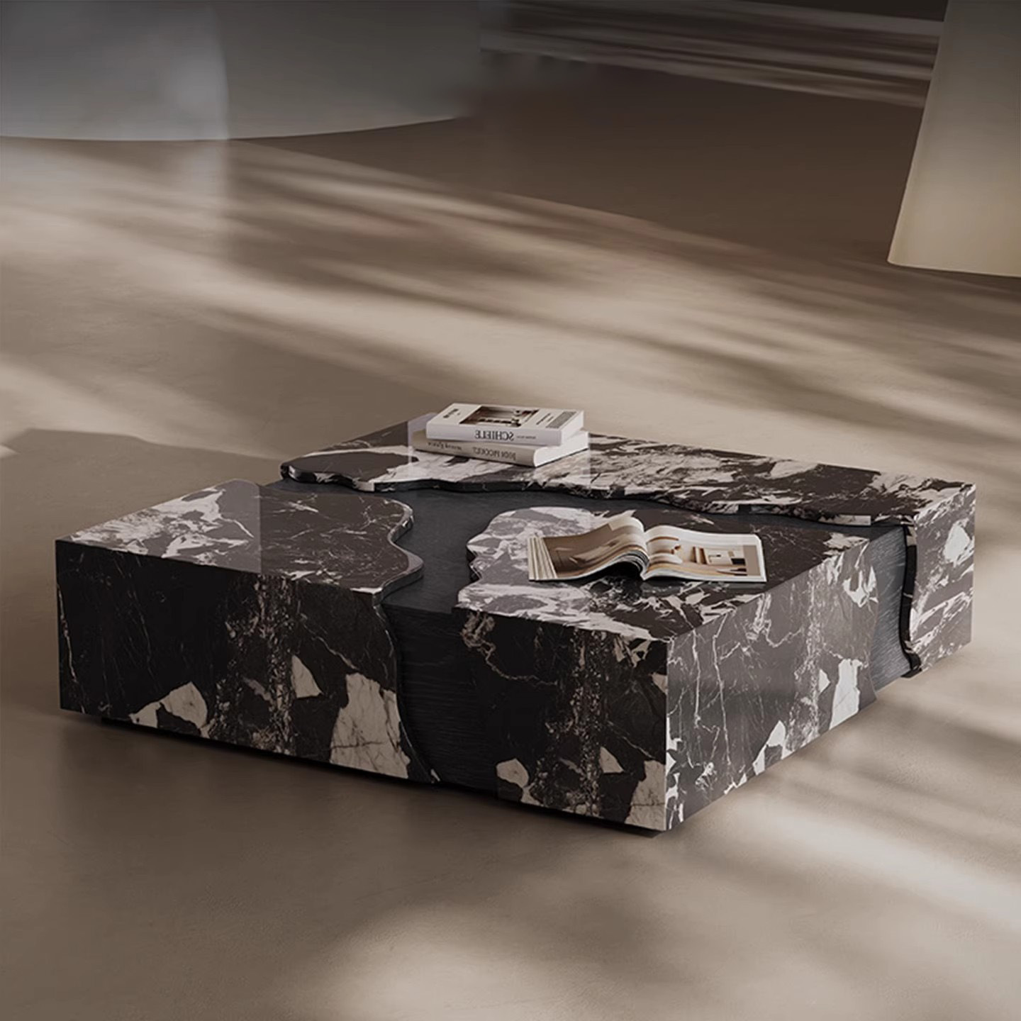 意式极简大理石茶几网红高级感客厅大户型轻奢正方形茶几