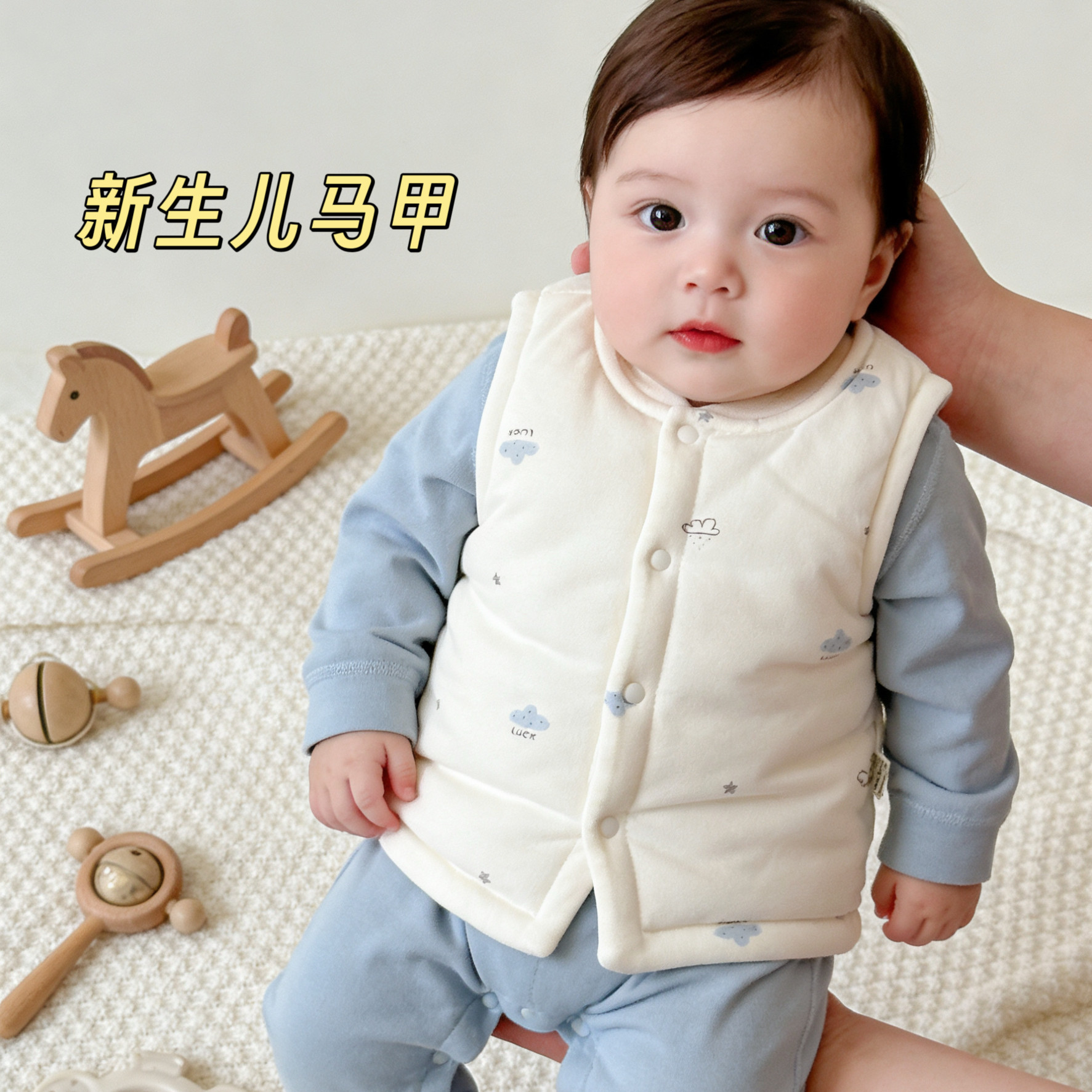 婴儿马甲背心春秋冬季加厚纯棉a类男女宝宝马夹保暖坎肩上衣内穿