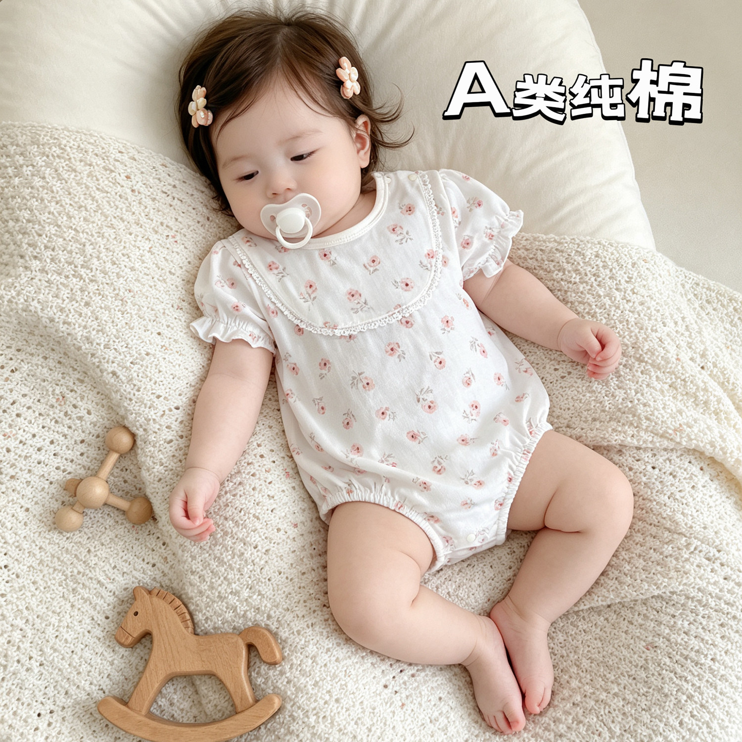 特价婴儿夏季包屁衣薄款新生儿衣服女宝宝三角哈衣纯棉夏装外出服图片