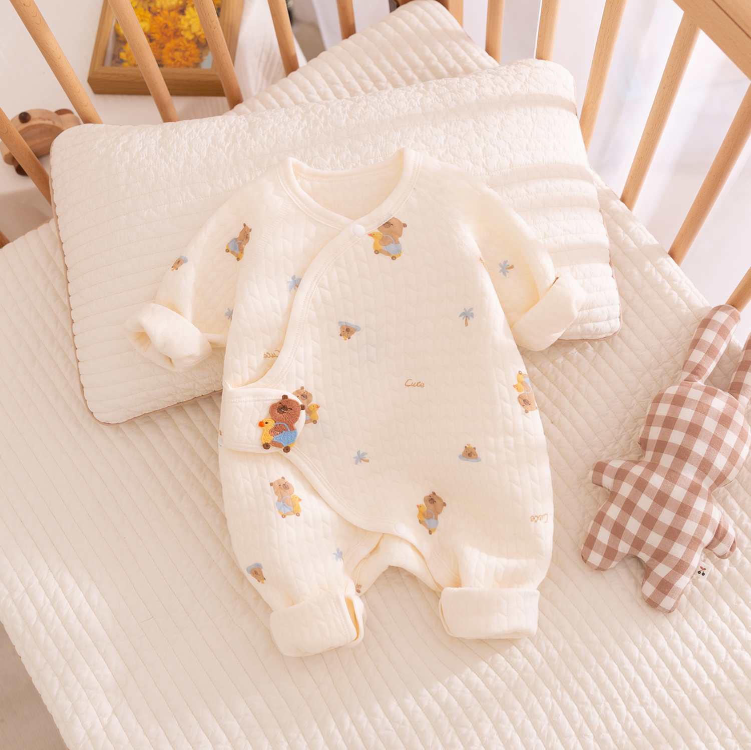 新生儿连体衣春秋冬季婴儿薄棉衣服初生宝宝纯棉保暖衣和尚服哈衣