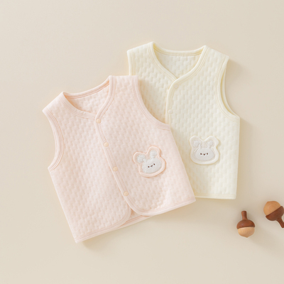 婴儿小马甲春秋冬季薄棉保暖马夹小坎肩女宝宝小背心纯棉无骨a类