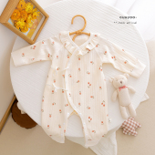 新生婴儿衣服女宝宝哈衣纯棉a类春夏薄款 偏襟护肚和尚服春秋四季