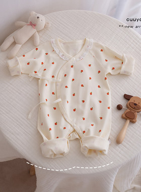 新生婴儿儿衣服连体衣秋装薄款纯棉和尚服女宝宝哈衣03个月春秋冬