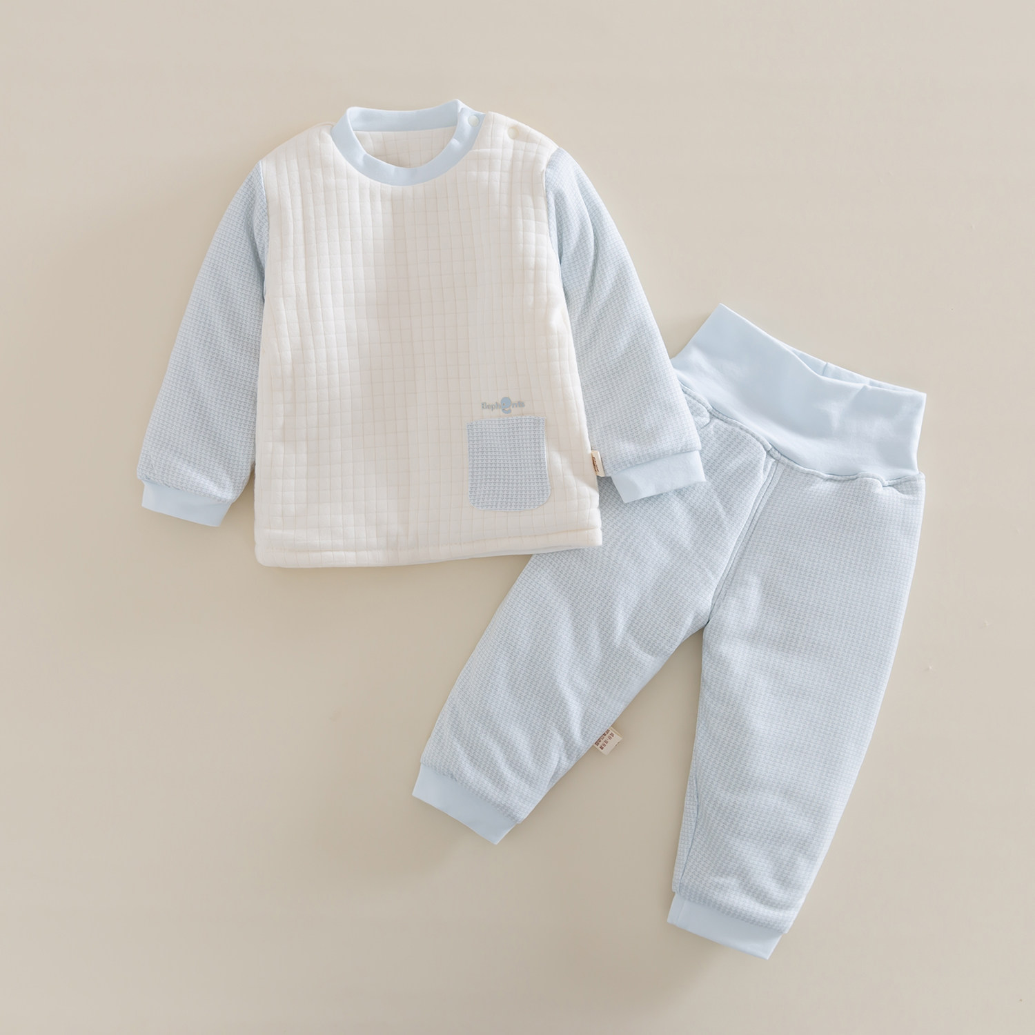婴幼儿夹棉服套装高腰护肚加厚